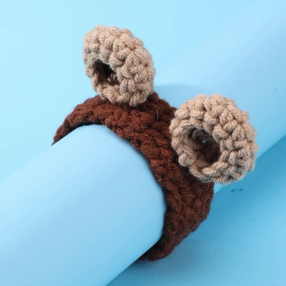 ๐ป Super Adorable Woven Crotchet Knit Teddy Bear Ears Kawaii Button Bracelet ๐ป